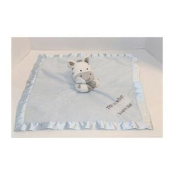 Carters Zebra Blue Lovey Plush Satin Edge Rattle Security Blanket Handsome - Picture 3 of 5
